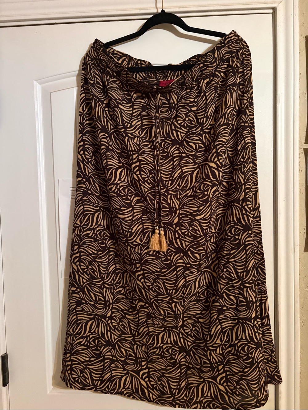 Scarlett Brown & Tan Printed Maxi Skirt with Tassel Drawstring